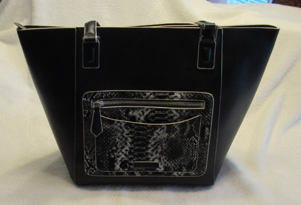 Vera Bradley Ella Tote in Black Faux Leather Snake Print for Women