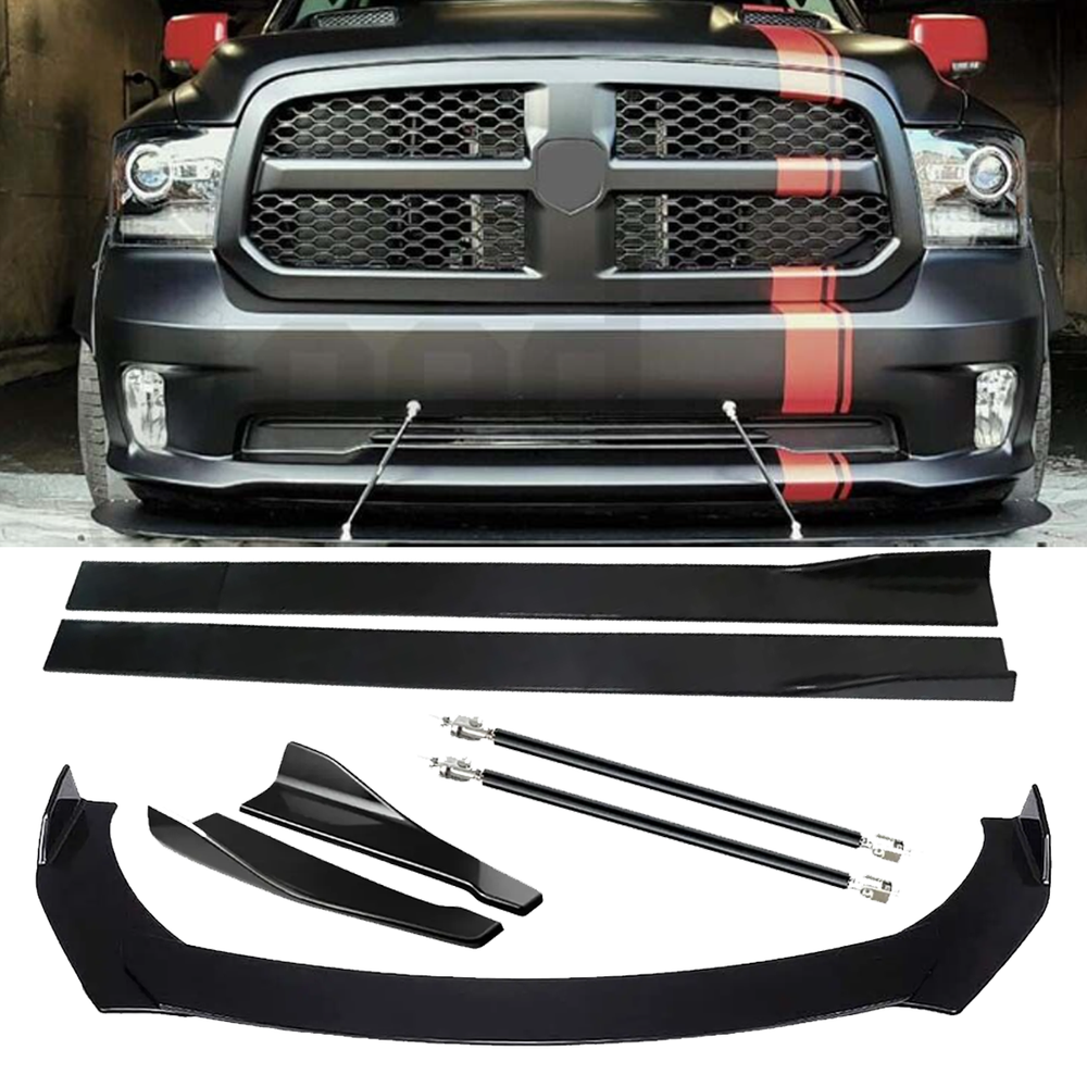 Glossy Front Splitter Bumper Lip Spoiler Side Skirt Dodge Ram 1500 Upgrade
