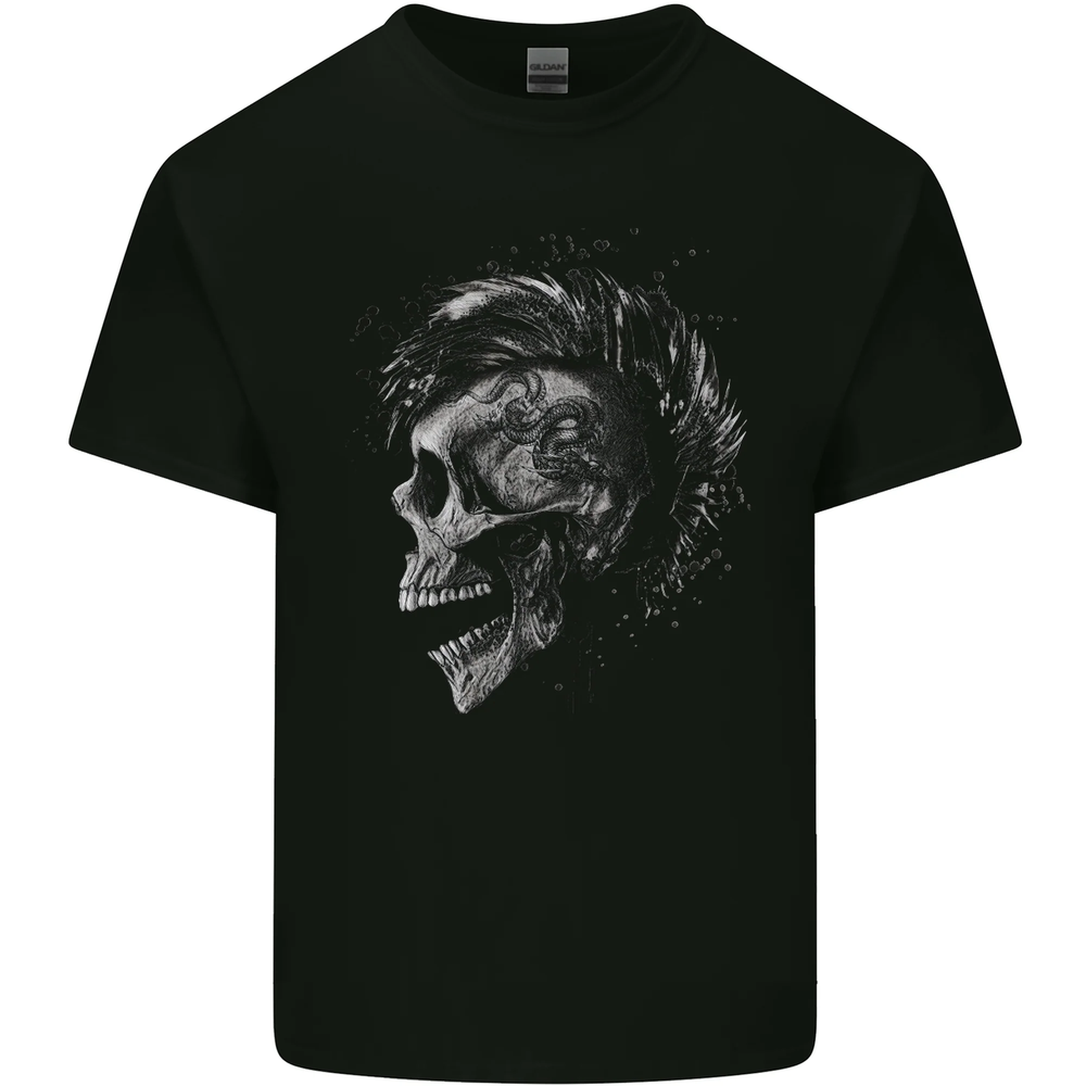 Punk Rock Skull With Tattoos skull Music Mens Cotton T-Shirt Tee Top