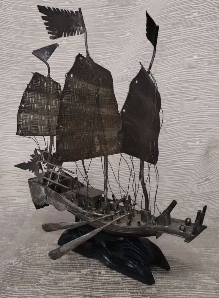 Antique Tin Chinese Junk Boat Model