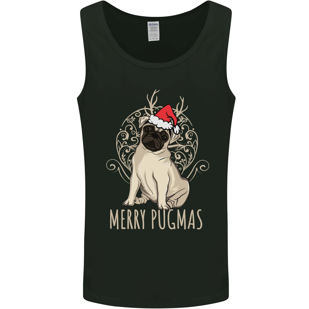 Merry Pugmas Funny Christmas Pug Mens Vest Tank Top