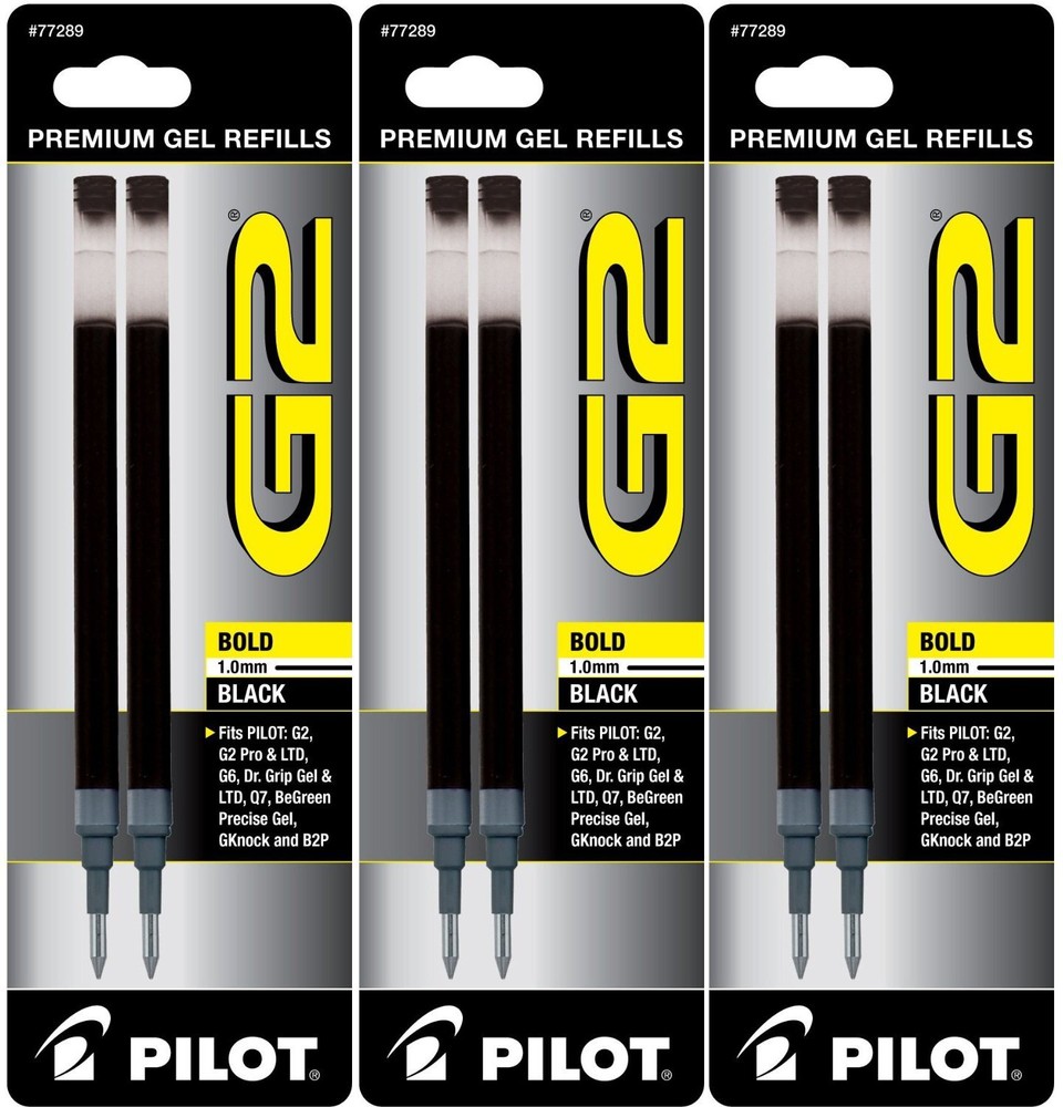 Pilot G2 Gel Ink Refill, 2-Pack for Rolling Ball Pens, Bold Point, Black Ink,...