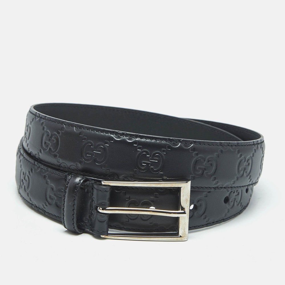 Gucci Black Guccissima Leather G Buckle Belt 90CM