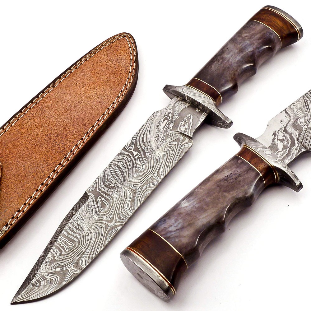 BK-3017 Handmade Damascus Steel 13 inches Hunting Knife – Buffalo Horn Handle...