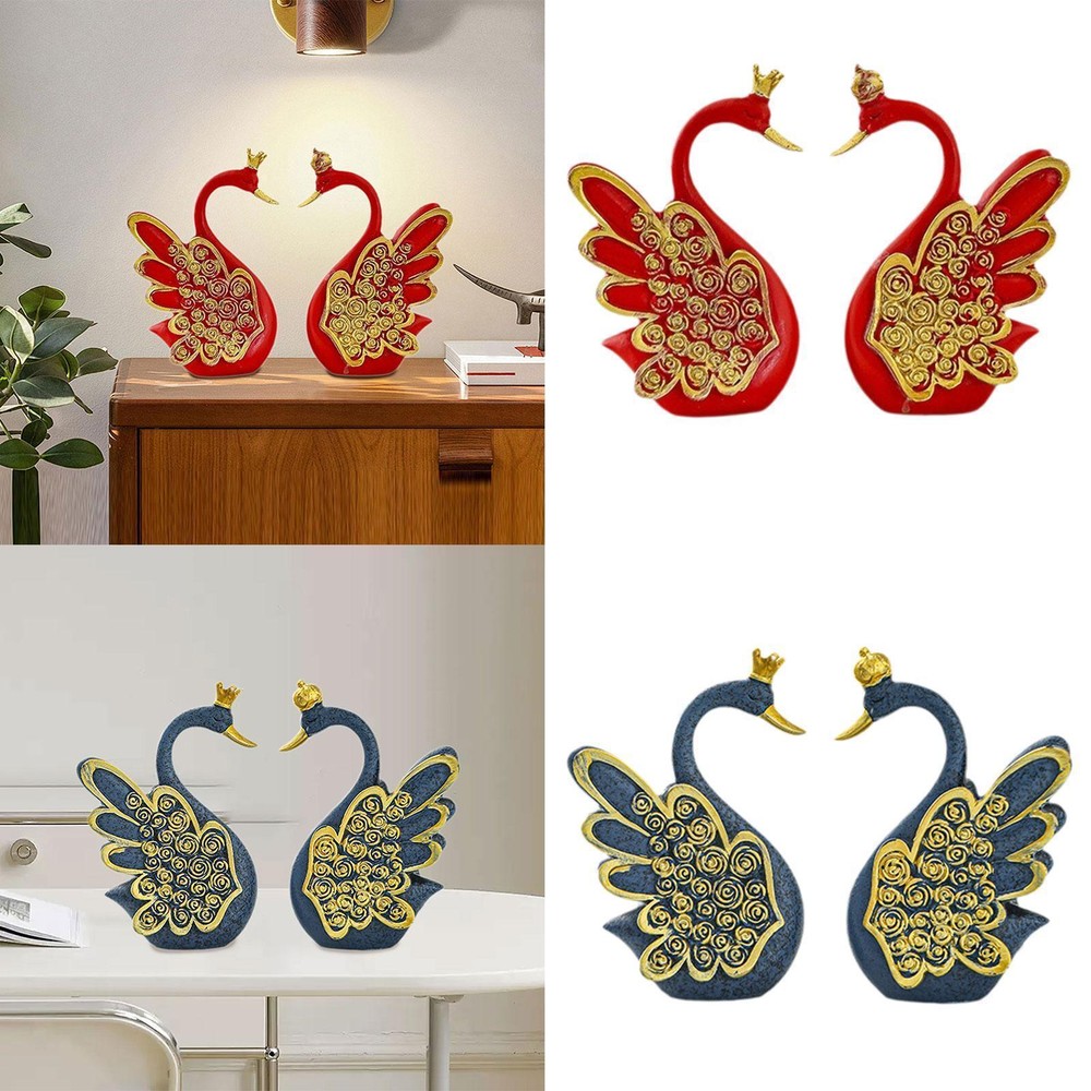 2 Elegant Swan Statues for Housewarming, Living Room, or Bedroom Decor