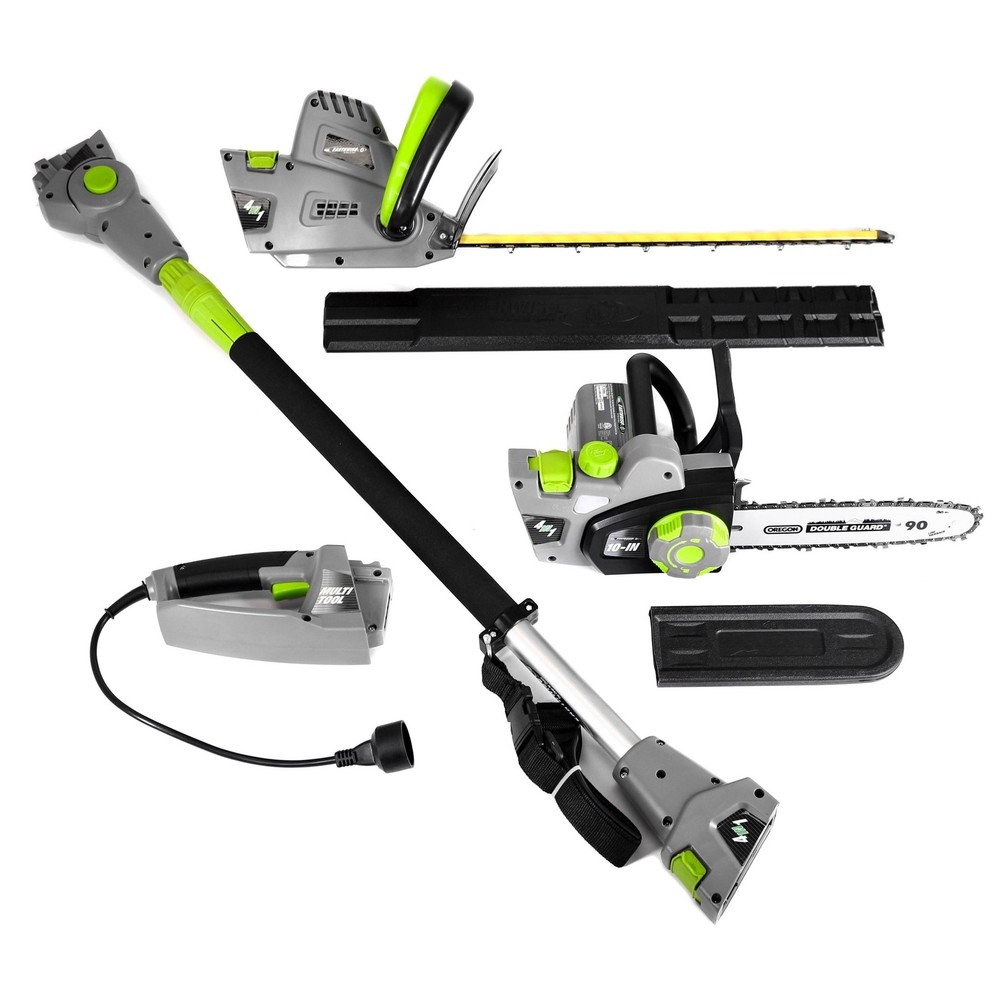 Earthwise 4-in-1 Electric Chainsaw with Pole Saw and Hedge Trimmer in Black Green Grey CVP4181