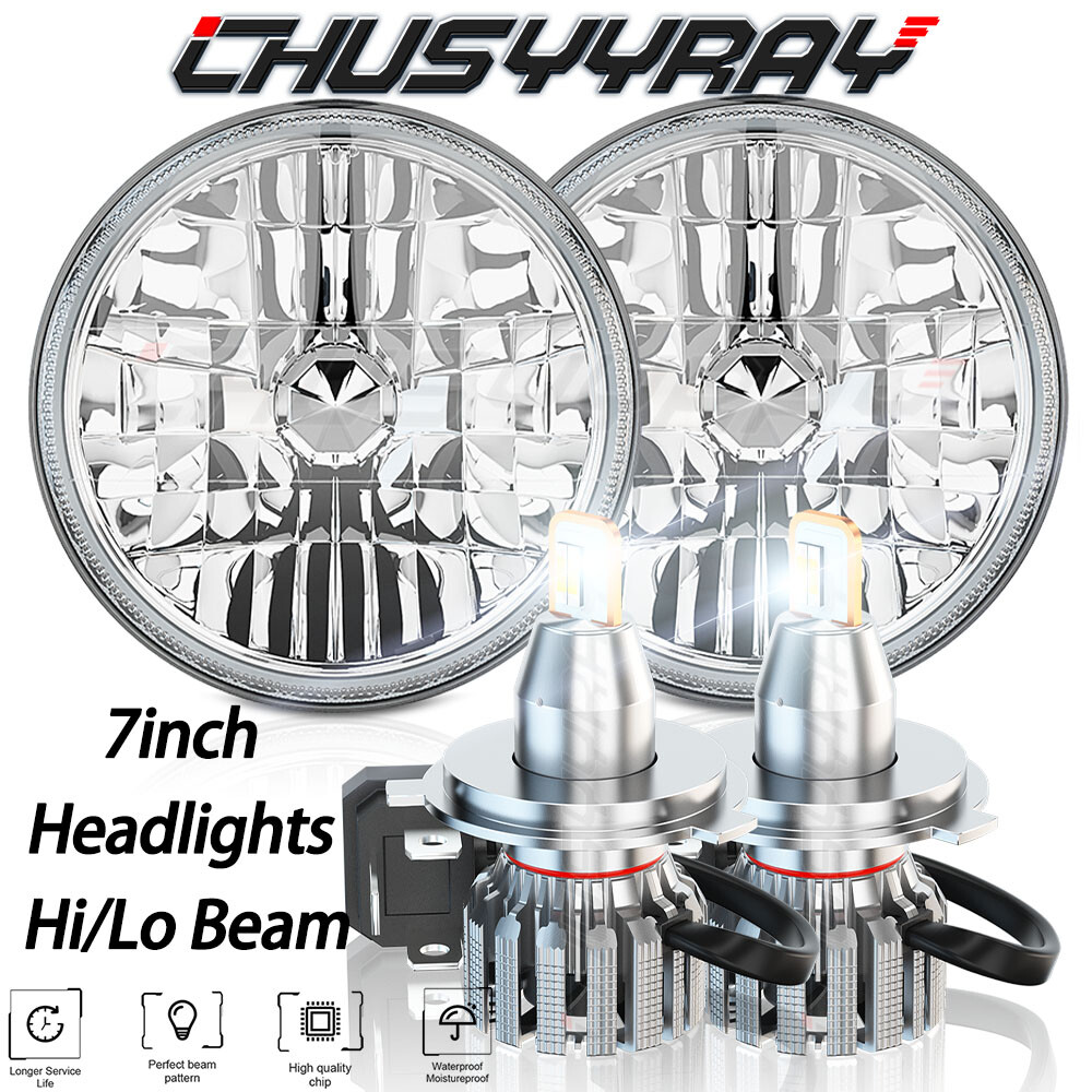 FIT for Chevy chevelle 1971 -1973 Pair 7inch Headlights Hi/Lo Beam Light DRL