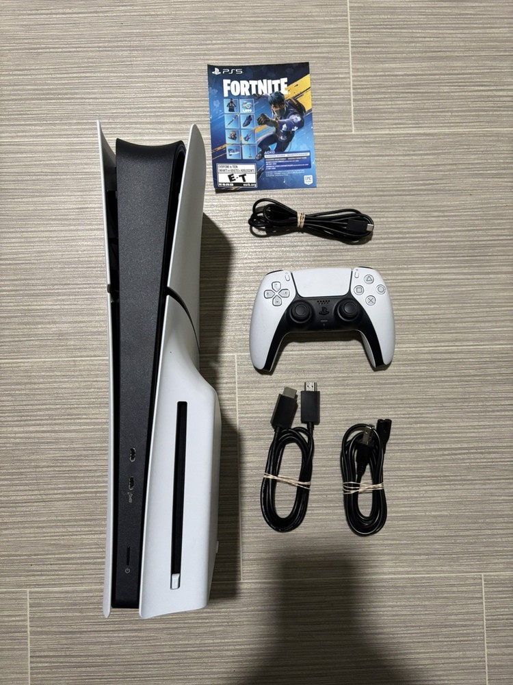 Sony PlayStation 5 Slim Disc PS5 8K Console Bundle DualSense Controller Fortnite