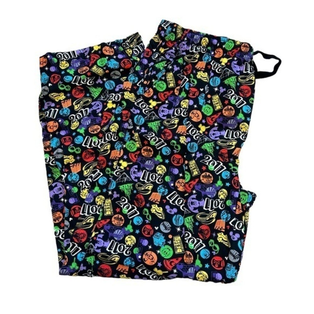 Disney Parks 2011 Colorful Cotton Print Drawstring Pajama Pants Size L