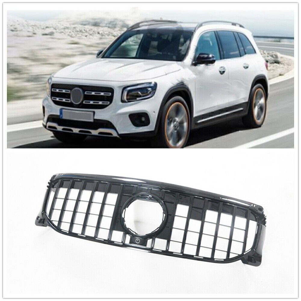 Black Car Front Bumper Grille Grill Mesh Kit For 2019-21 Mercedes Benz GLB X247