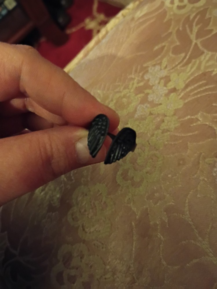 Black Angel Wings Ring for Men Or Women Stainless Steel Size 9