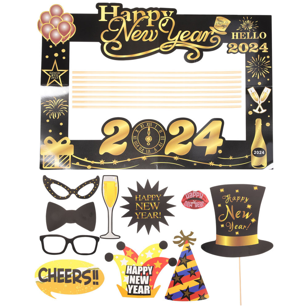 New Years Photo Frame Booth Props 2024 Skin-friendly Eyeglass-image