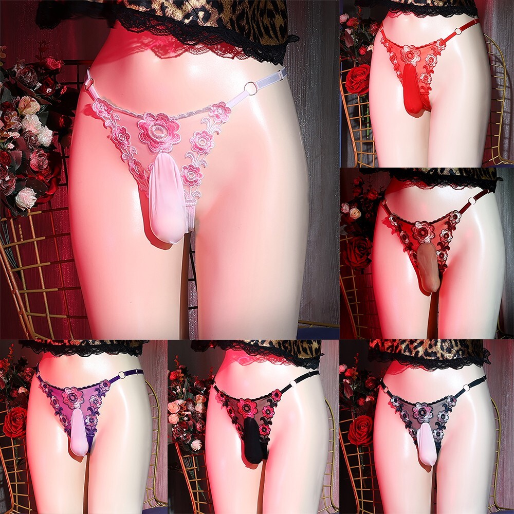 Mens Thong Underwear Sexy G-string T-back See-through Mesh Pouch Briefs Panties