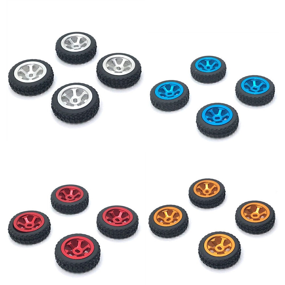 4PCS Aluminum Alloy Wheels Rim Tires for Wltoys 1/28 K969 K989 P929 RC Car