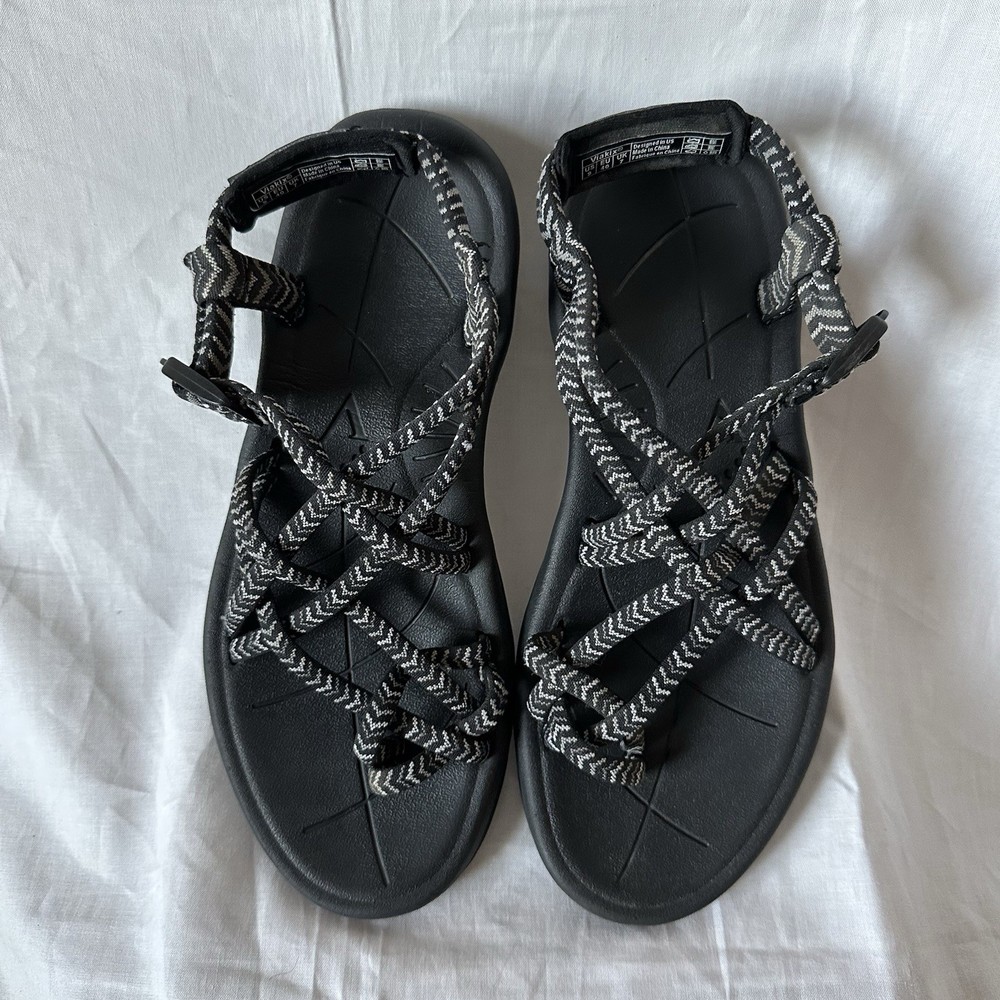 Viakix Sandals Womens 9 Samara Black Walking Comfort Adjustable Strap Shoes
