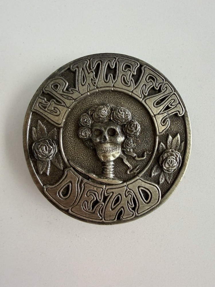 Vintage 1978 Grateful Dead Bertha Skull Roses Belt Buckle Kelly & Mouse L-200
