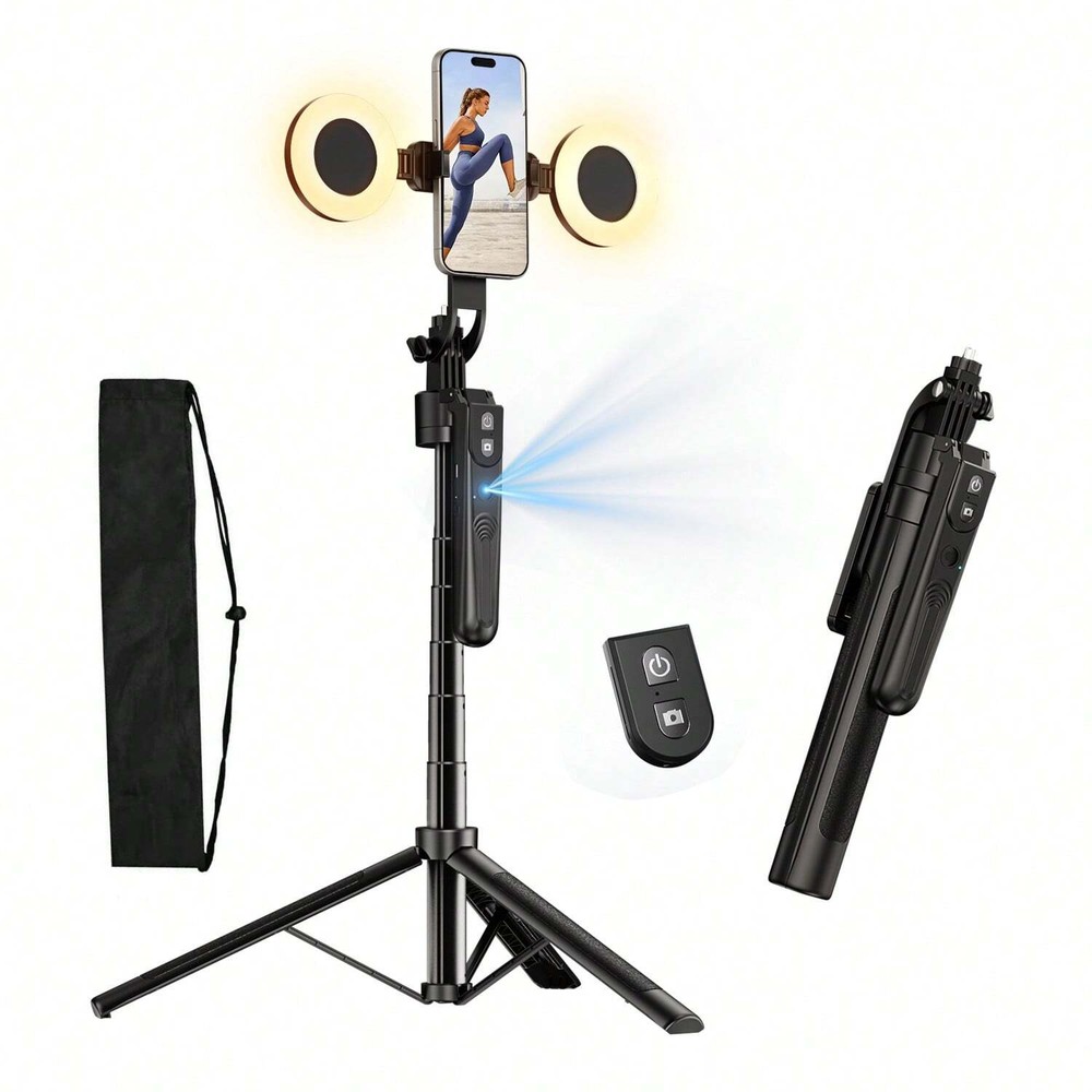 Extendable Auto Face Tracking Tripod with 360° Rotation and Light No App Needed 70.9