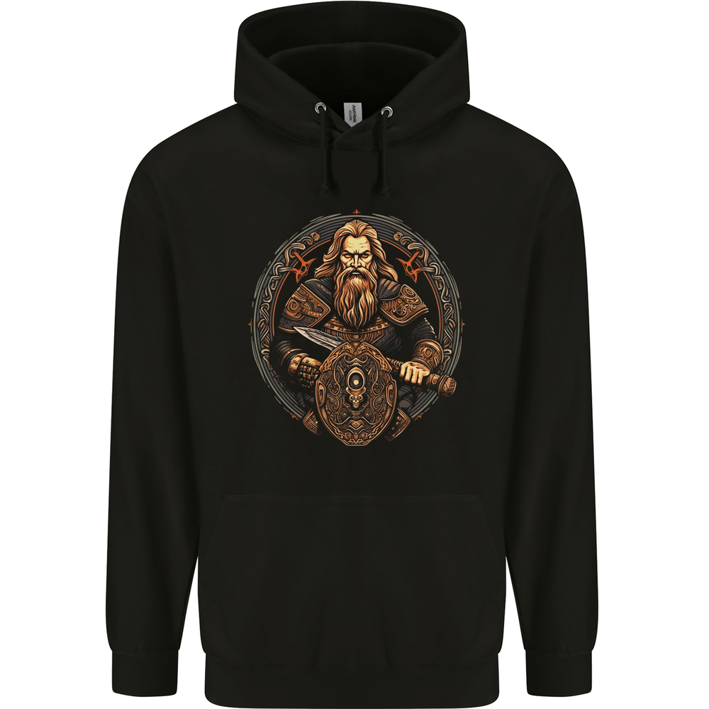 Viking Warrior With Sword and Shield Mens 80% Cotton Hoodie