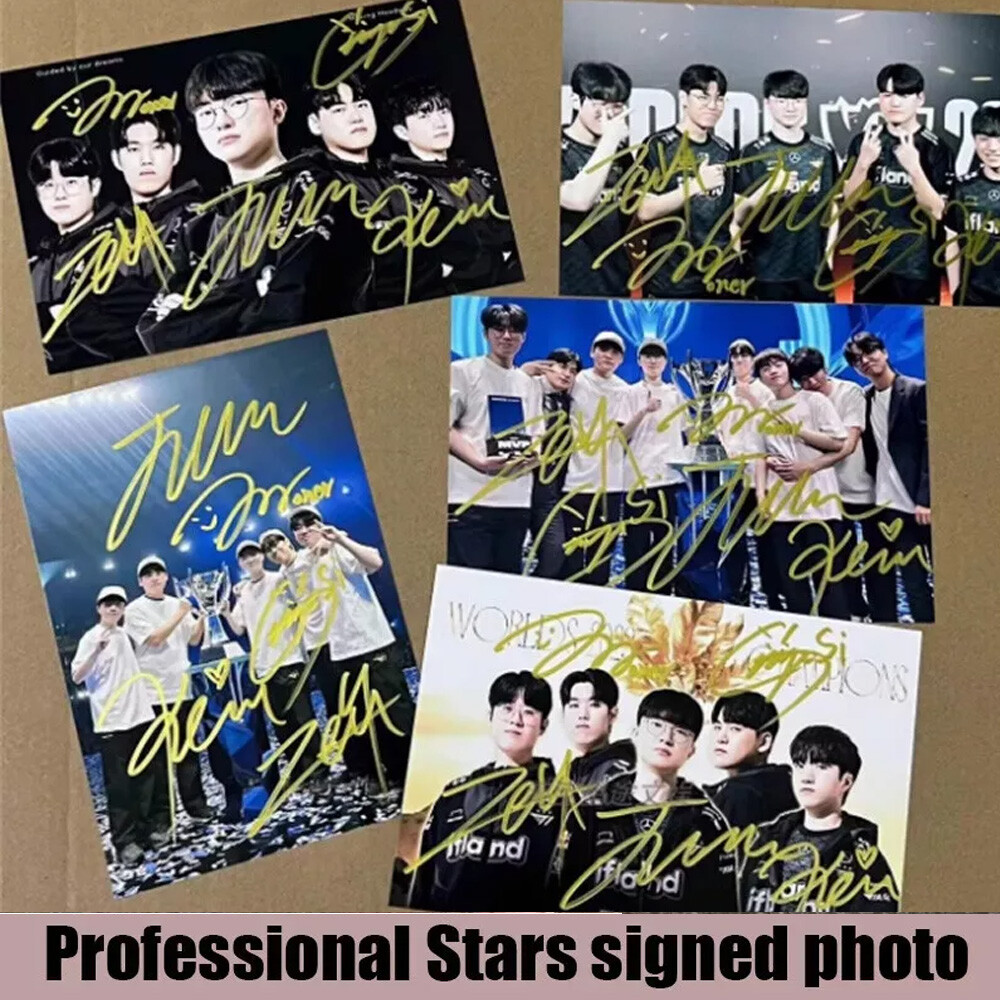T1 Faker Zeus Oner Autographs 6'' Hand Signed Autographed Photo For Fans