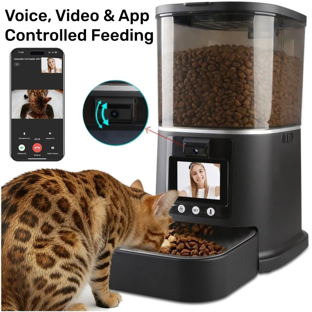 Automatic Cat Feeder Camera Video Audio App Control Cat Dog Smart Food Dispenser