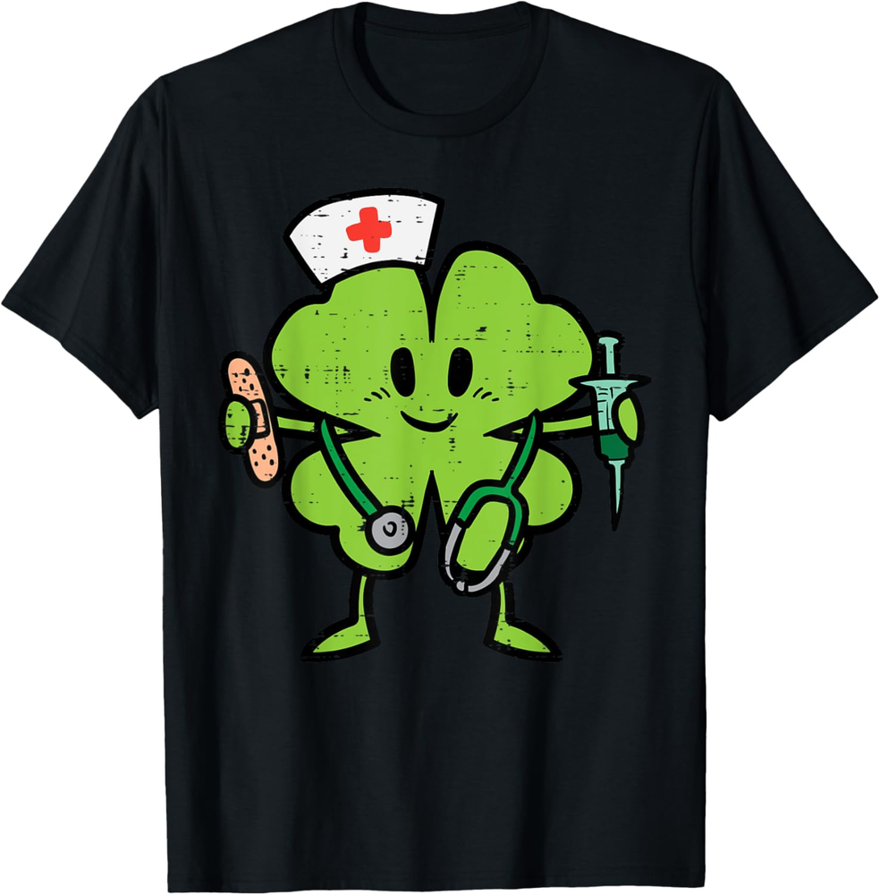 St Patricks Day Shamrock Nurse Saint Paddys Scrub Top Women T Shirt