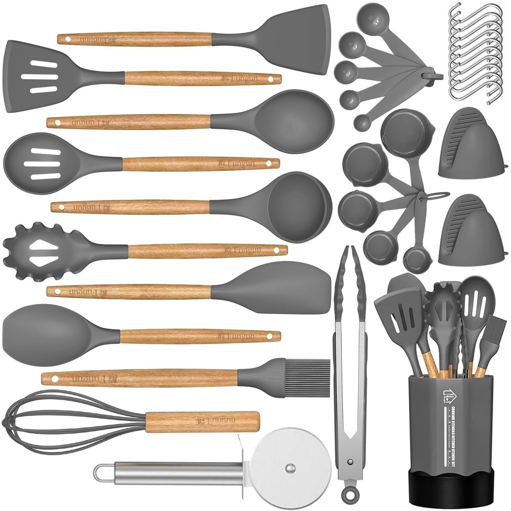 Silicone Cooking Utensil Set, 35 Pcs Kitchen Utensils by , Non-stick Heat Res...