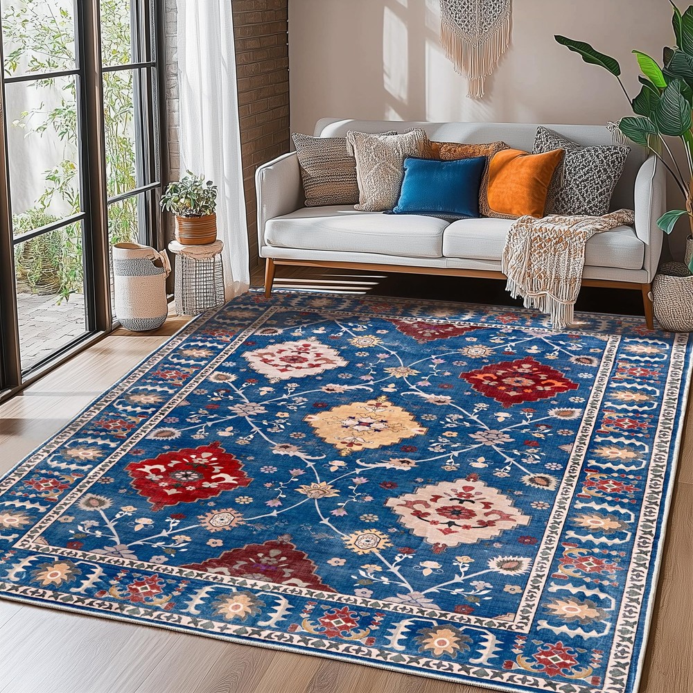 Modern Blue 4x6 Ft Room Carpet, Stylish Living Area Rugs On Sale