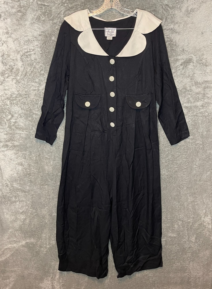 Vintage Kathie Lee Maternity Jumpsuit with Peter Pan Collar and Coquette Style