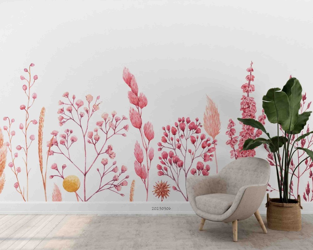 3D Flowers Flora Watercolor Wall Murals Wallpaper Murals Wall Sticker 12