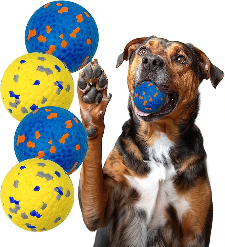Durable Floating Dog Ball for Aggressive Chewers 2.75in Yellow & Blue