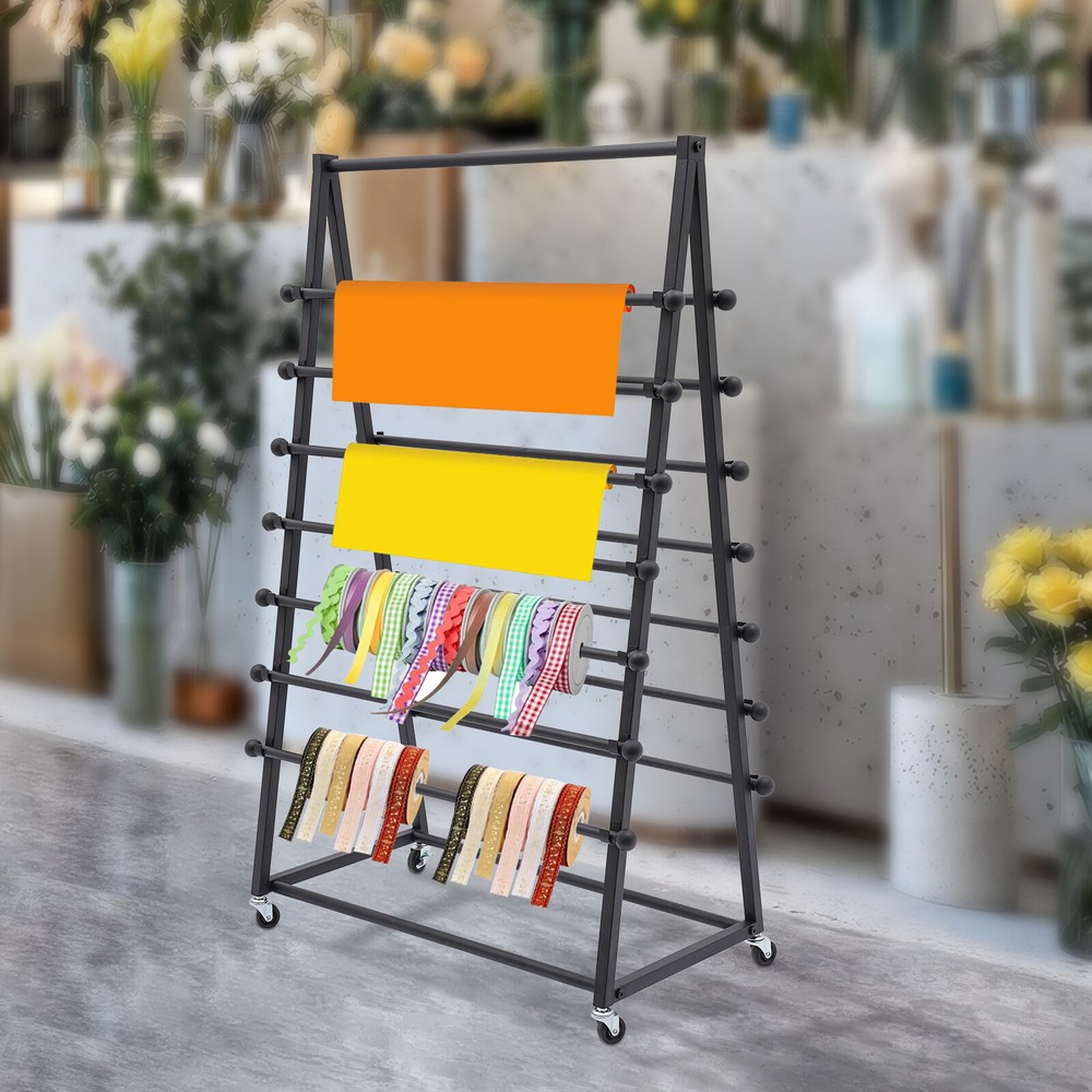7 Tier Ribbons Roll Storage Rack Metal 2-Sided Ribbon Organizer Wire Spool Stand