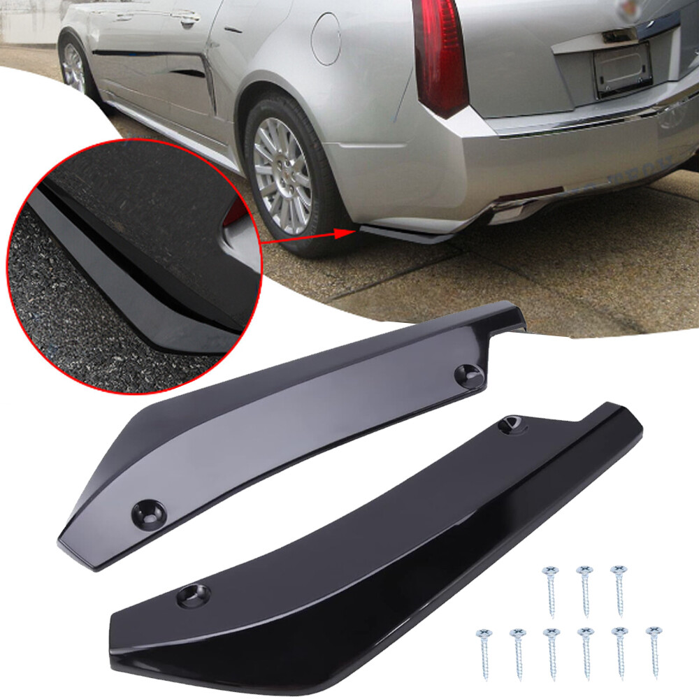 For Cadillac Escalade CTS JDM Gloss Black Rear Bumper Canard Splitter Wrap Lip