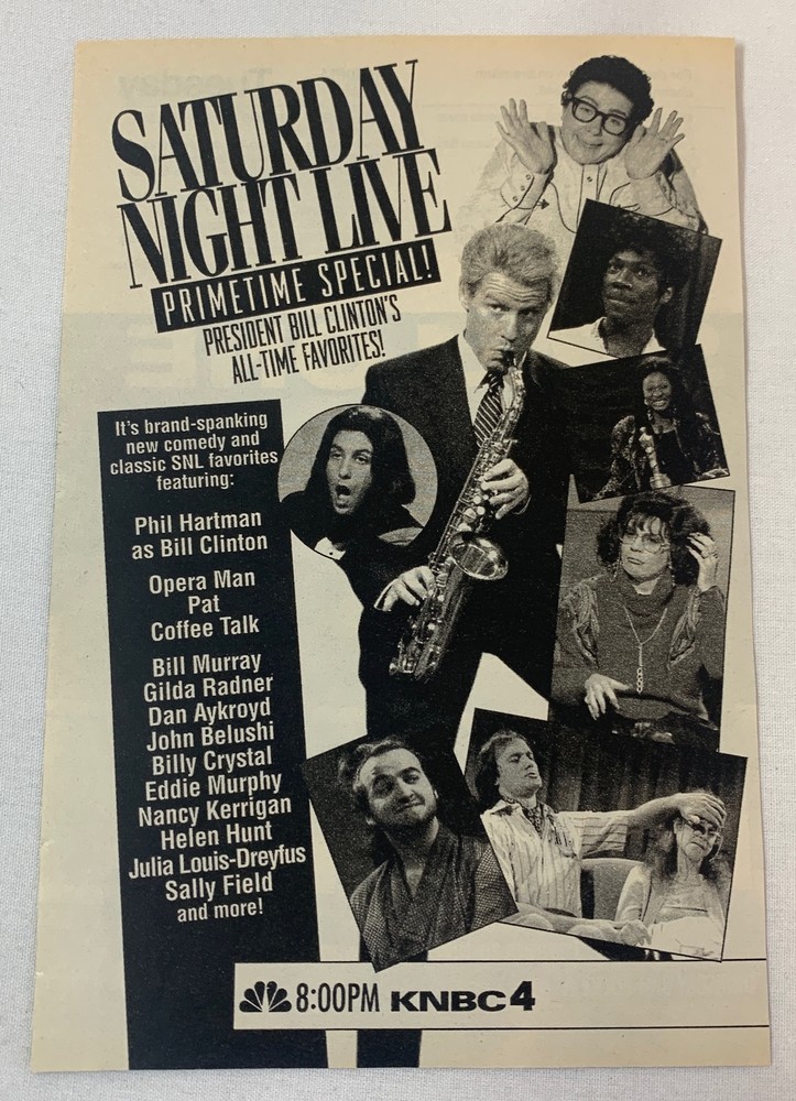 1994 NBC tv ad ~ SATURDAY NIGHT LIVE PRIMETIME LIVE Bill Clinton's favorites