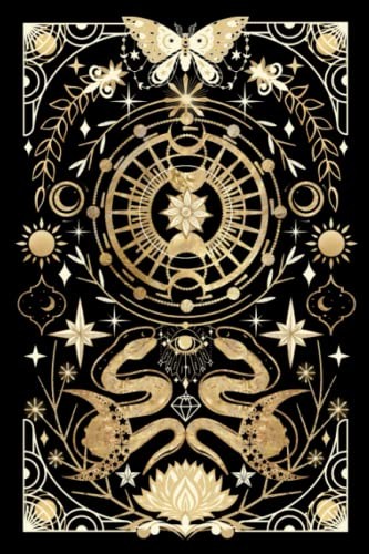 Witchy Moon Magic Journal with Black Gold Celestial Tarot Cover