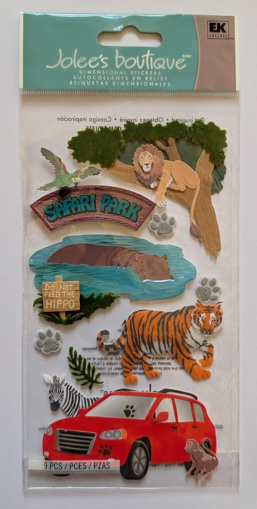 Jolee's Drive Thru Safari Lion Tiger Zebra Hippo Animals Scrapbooking Stickers