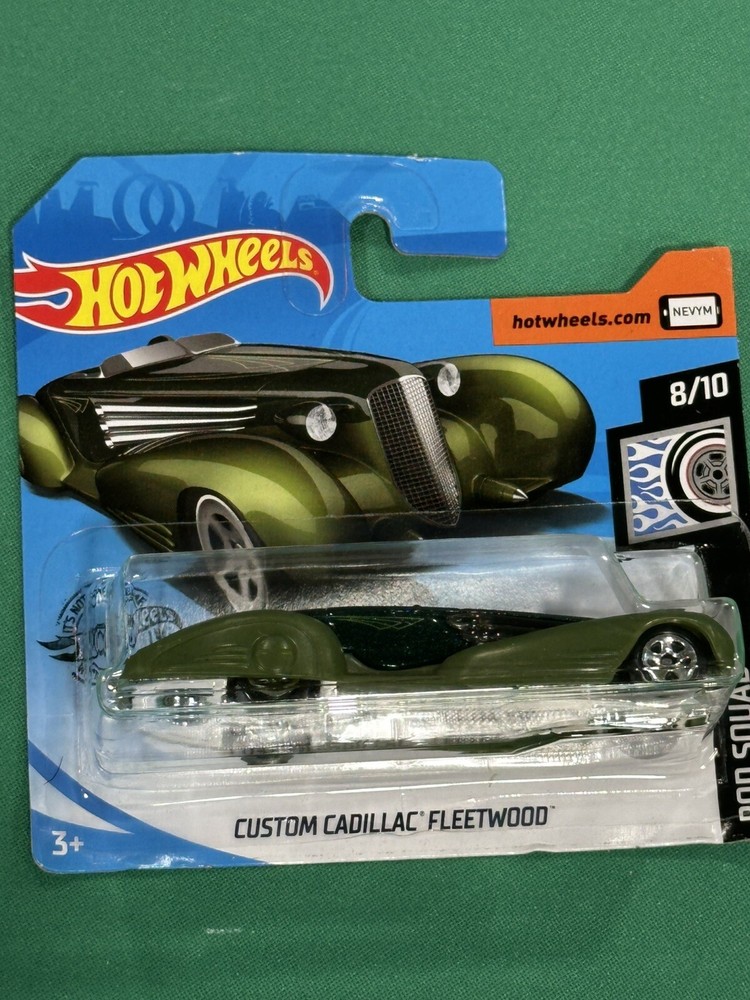 Custom Cadillac Fleetwood Hot Rods 2020 Hot Wheels Black/Green Short Card