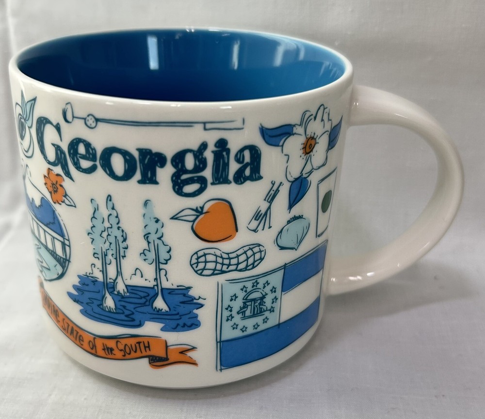 Starbucks Georgia Been There Series 14 Ounce Mug Blue Orange