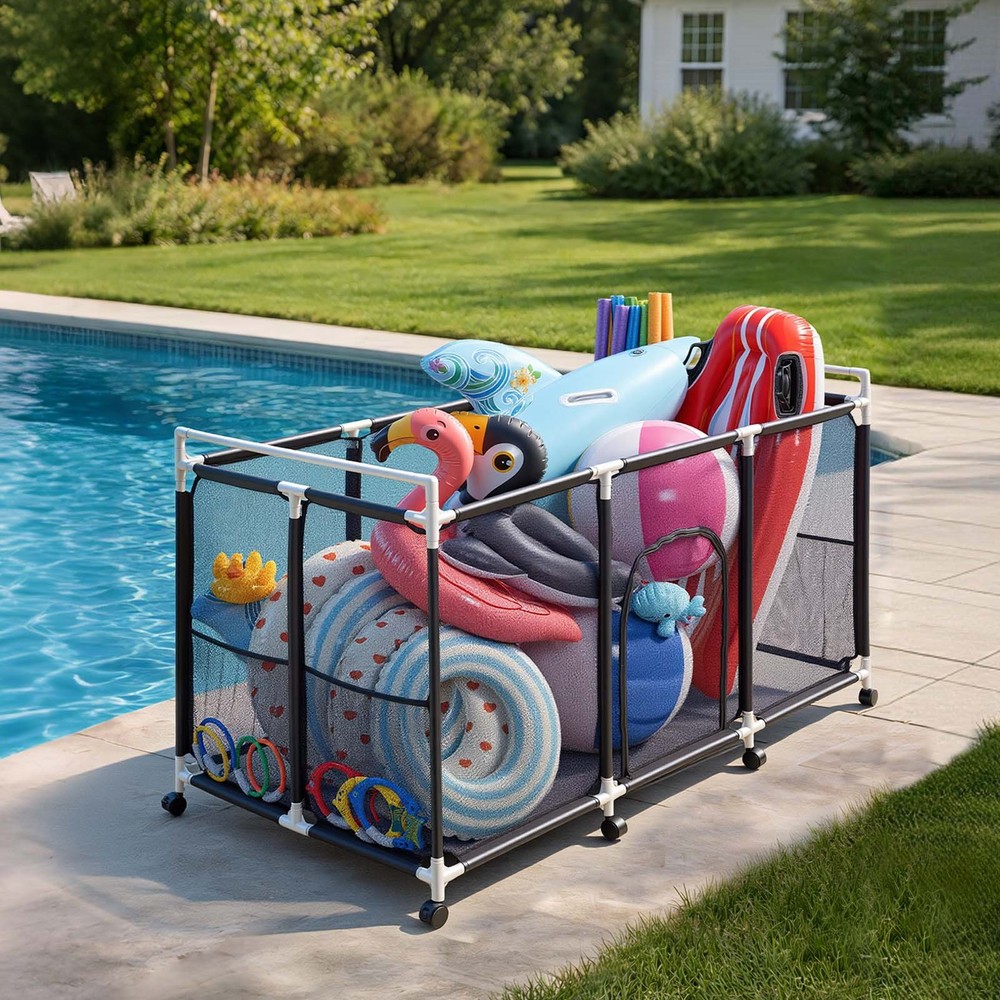 Uimoso Rolling Pool Toy Storage Bin Plastic Frame 62.6 x 32 x 36 in Organizer