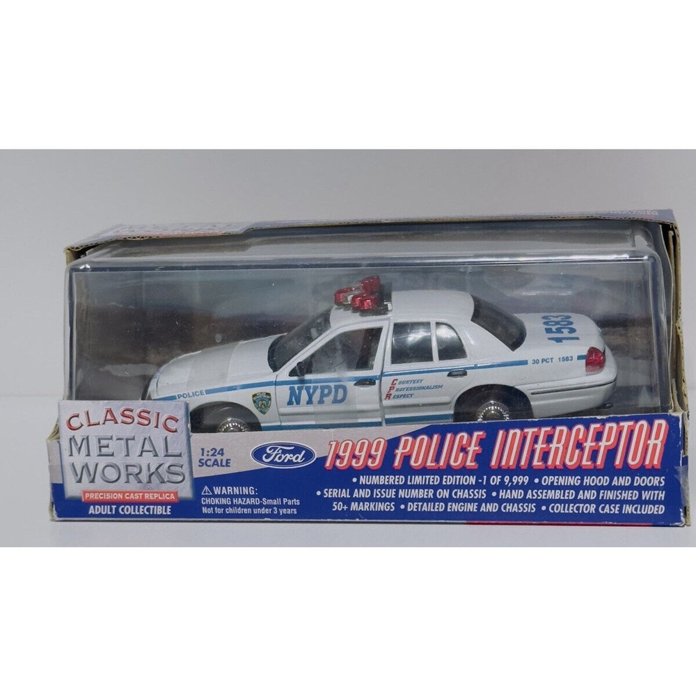 Vintage 1999 Classic Metal Works Ford Police Interceptor 1:24 NYPD Collectible