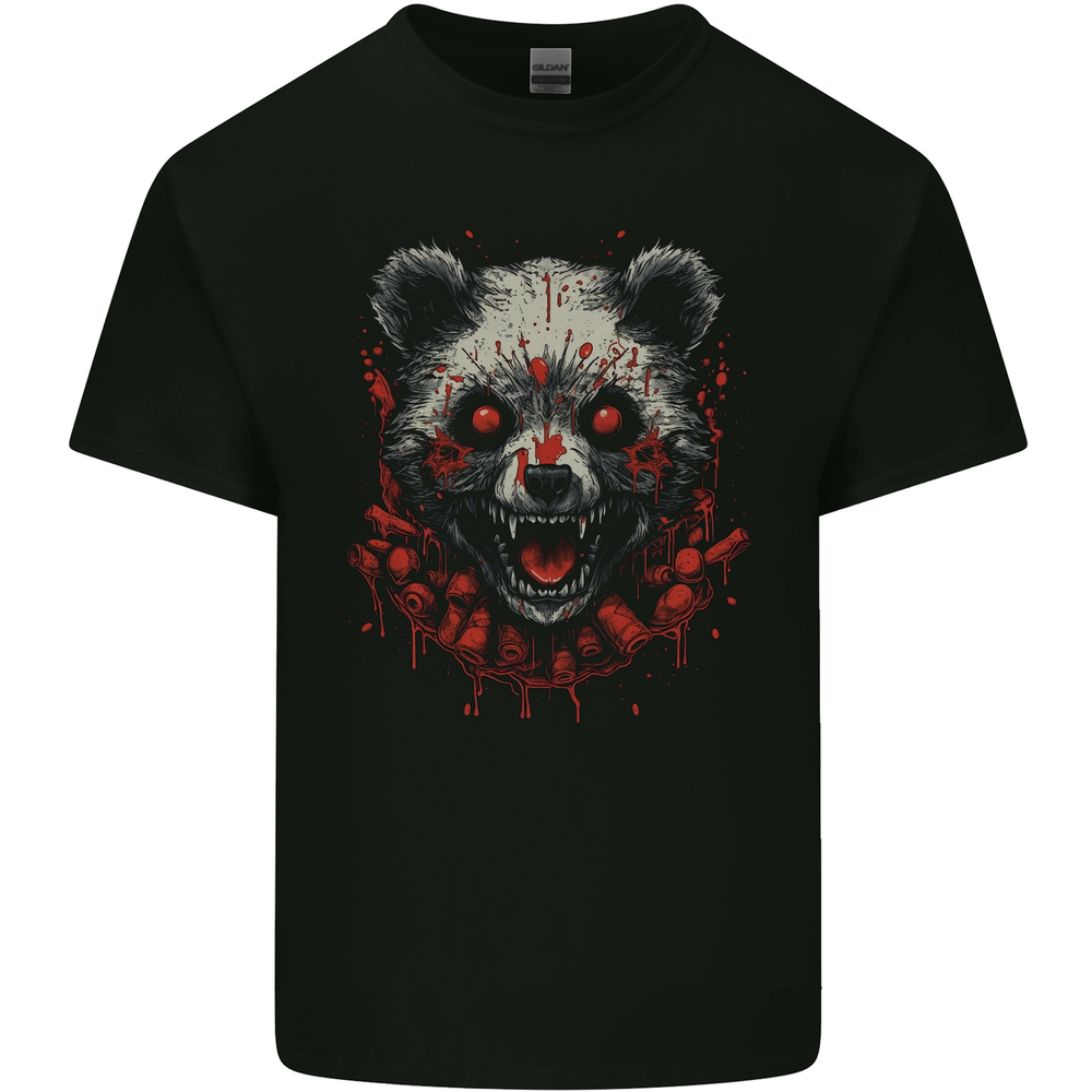 Evil Panda Bear Fantasy Horror Halloween Mens Cotton T-Shirt Tee Top