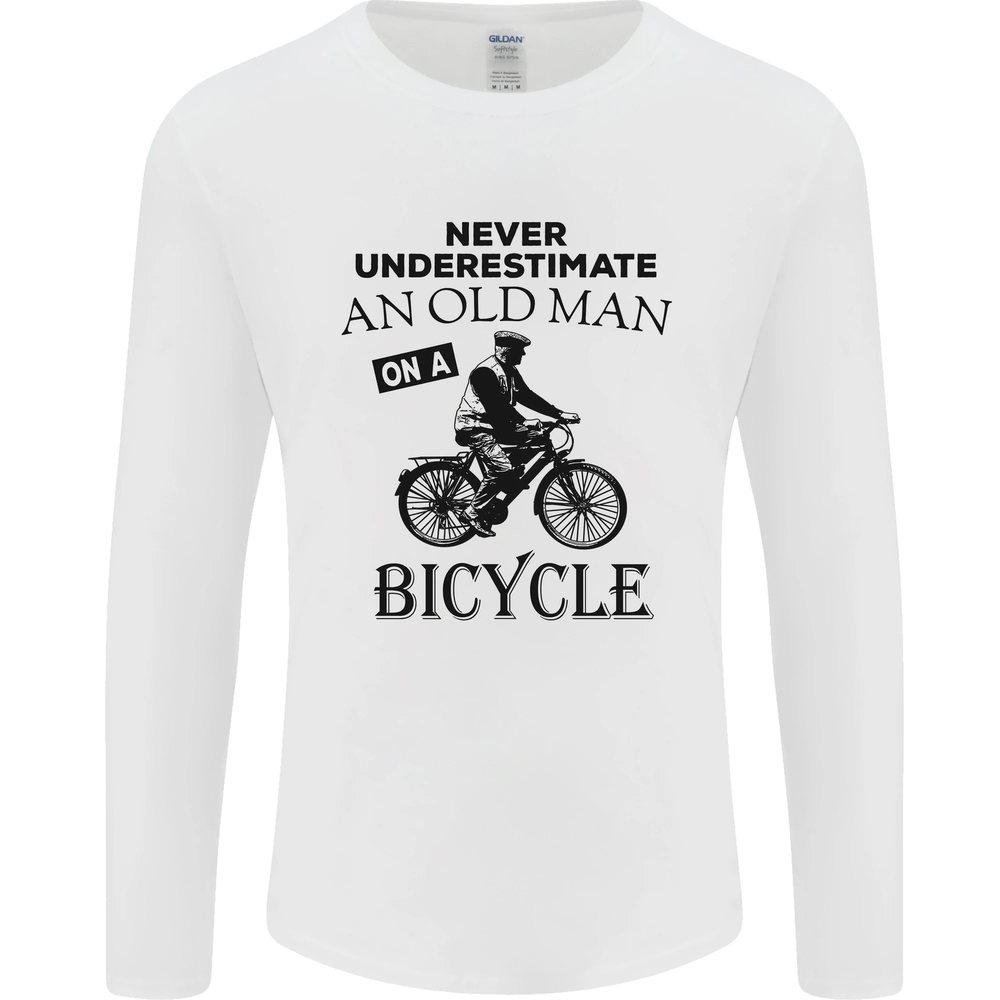 Cycling Never Underestimate Old Man Mens Long Sleeve T-Shirt