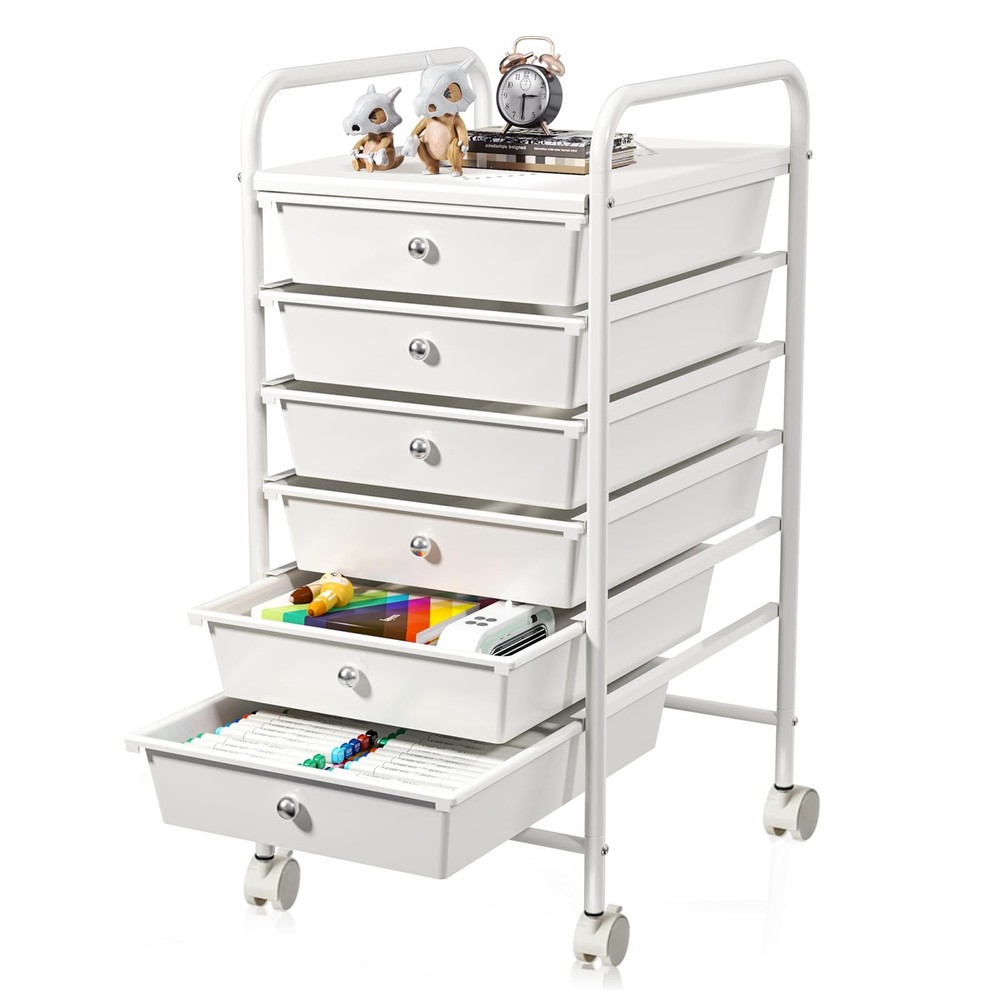 6-Drawer Rolling Plastic Storage Cart Organizer with Wheels