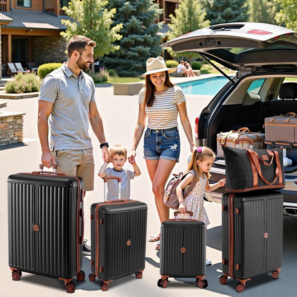 Hoteel 6 Piece Luggage Sets with Spinner Wheels Hardshell ABS+PC Suitcase Sets