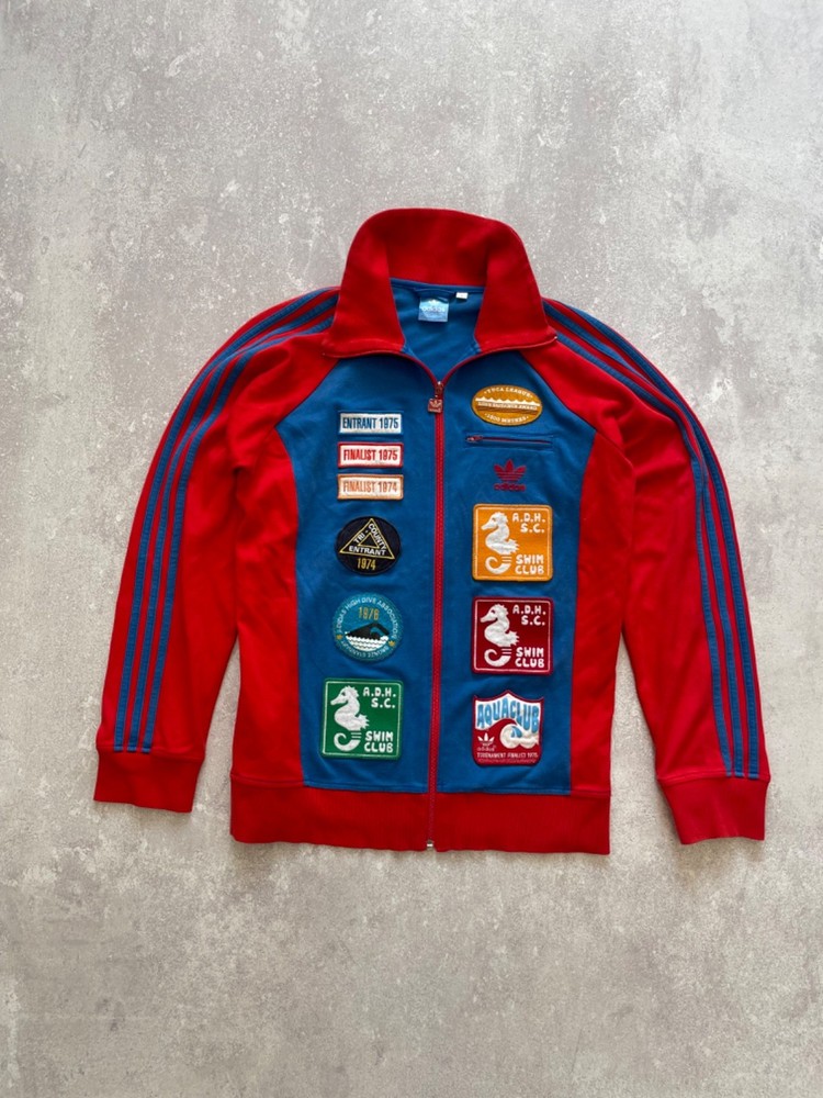 Rare Vintage Style Adidas Trefoil Track Jacket Full Zip Patches Swim Dive Club M