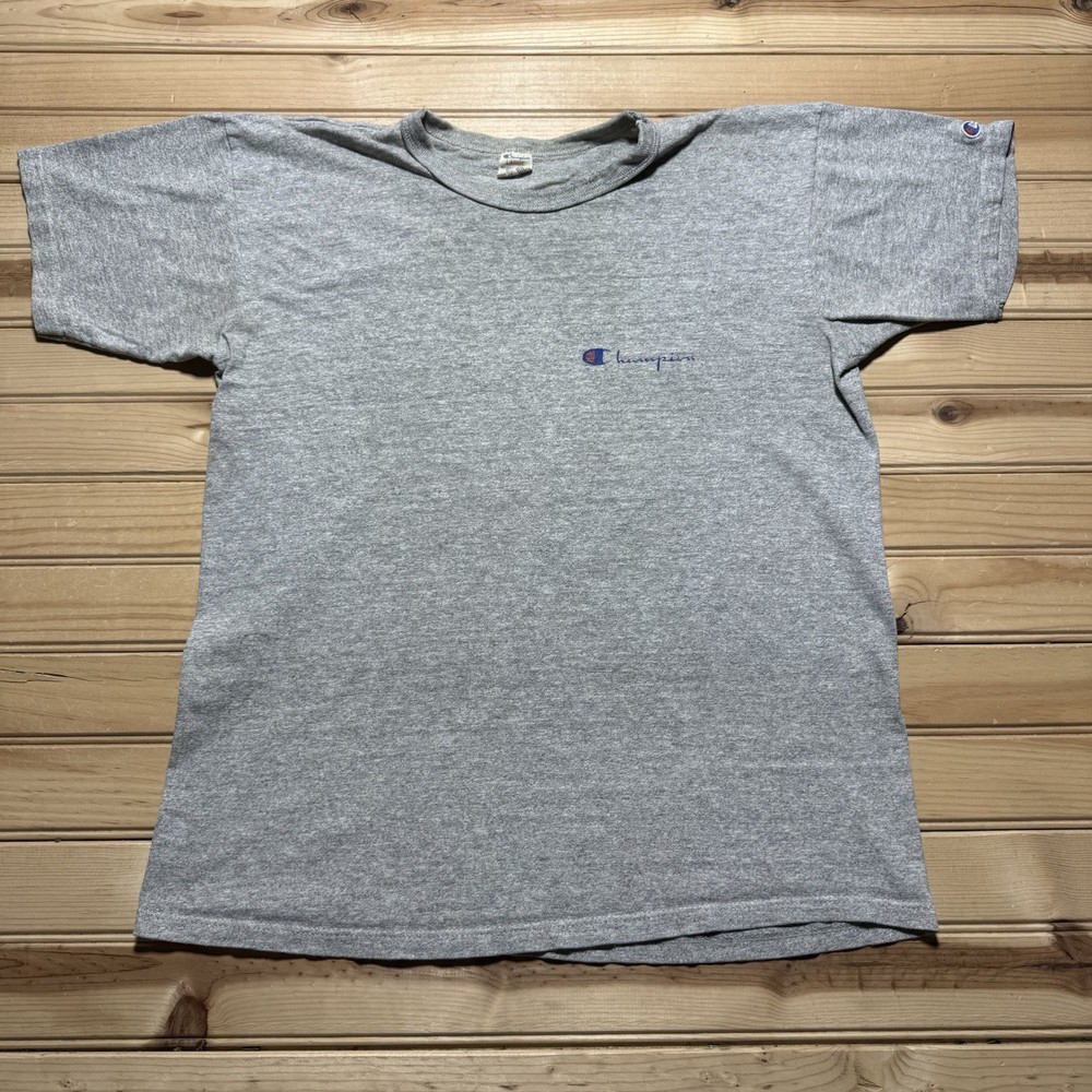 Vintage 80s Champion Script Logo Athletic Short Sleeve Size Large Single Stitch