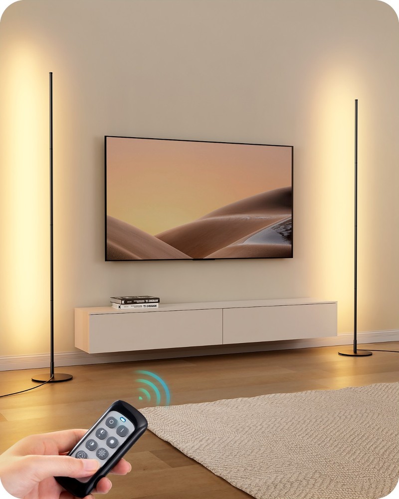 Modern Corner Floor Lamp Set of 2 with 7 Color Temp 3000-6000K Adjustable Lighting  