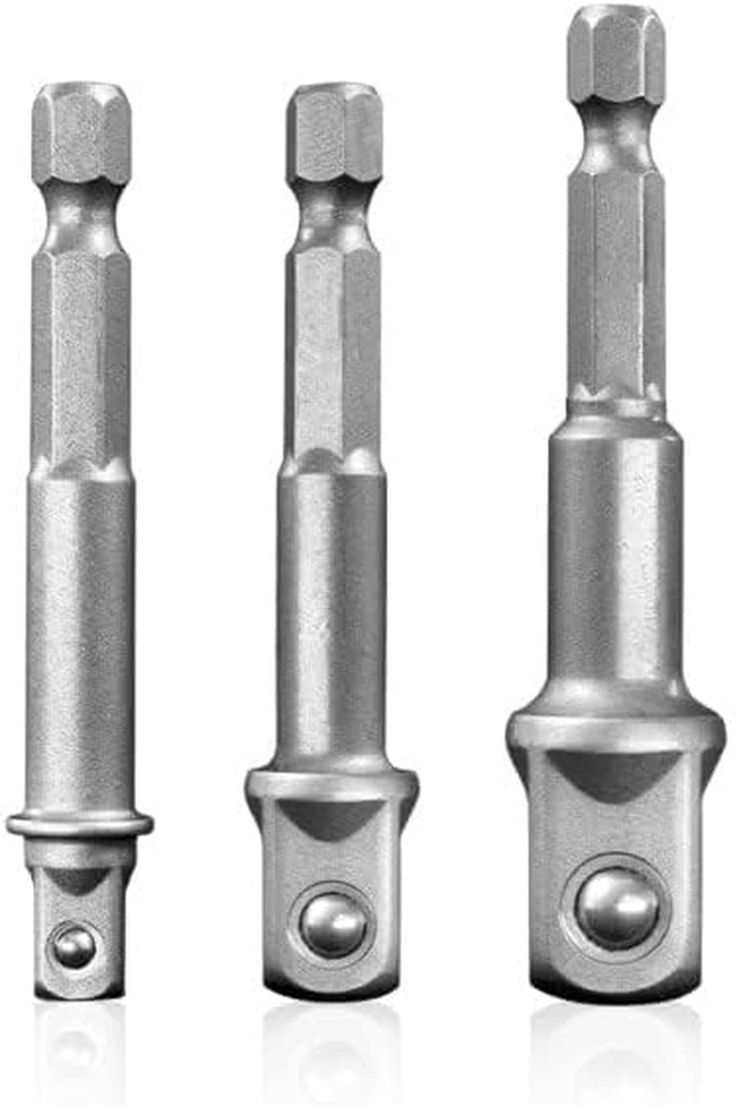 Impact Grade Socket Adapter Set, 3-PCS Drill Bit Adapter with Bit Holder, Sizes