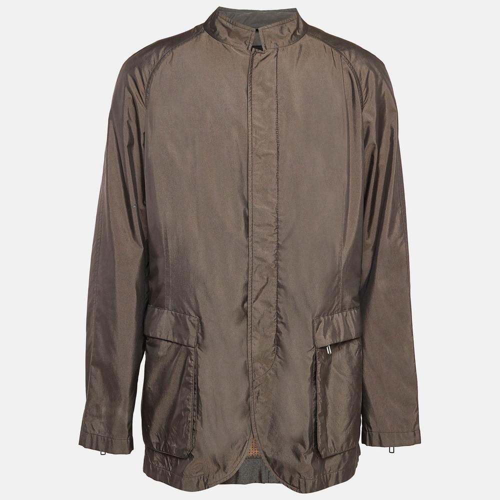 Giorgio Armani Brown Silk Blend Jacket in XXXL Size