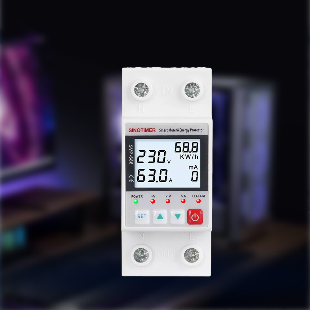 63A Tuya WiFi Smart Earth Leakage Over Under Voltage Protector Relay Switch ir