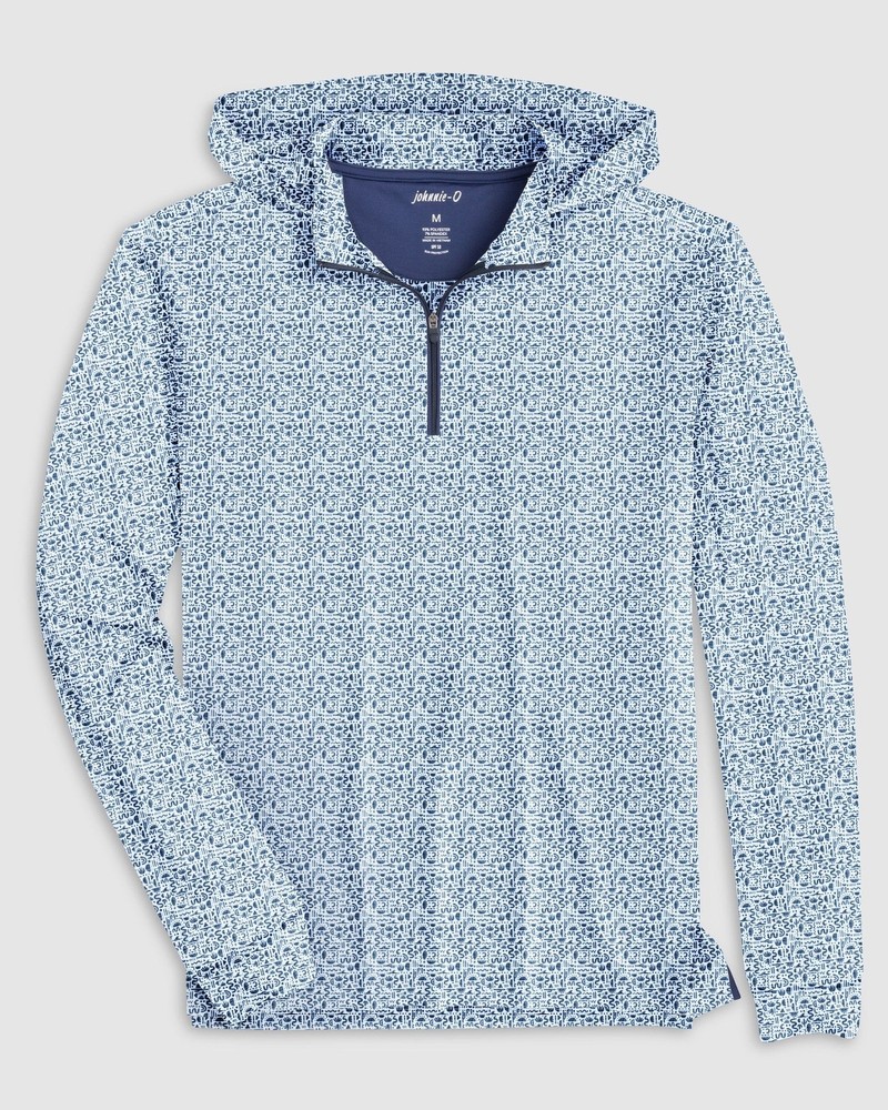 johnnie-O Hinckley Performance 1/4 Zip Hoodie Lake Size S